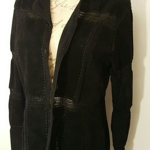 SMH Leather Rayon M Boho Festival Black Jacket